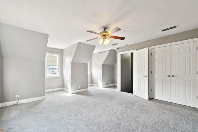 5239 Starnes Dr, Murfreesboro, TN 37128 - bonus room with ceiling fan, baseboards, carpet, and lofted ceiling