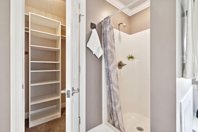 5239 Starnes Dr, Murfreesboro, TN 37128 - bathroom featuring ornamental molding and a shower stall