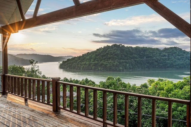1634 Falling Water Rd, Sparta, TN 38583 - wooden terrace featuring a water and mountain view and a wooded view