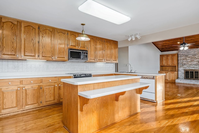 1634 Falling Water Rd, Sparta, TN 38583 - kitchen featuring a sink, light countertops, white dishwasher, a peninsula, and light wood-type flooring