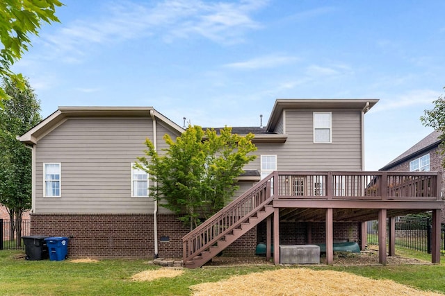 115 Wise Rd, Franklin, TN 37064 - back of property featuring stairs, a deck, and brick siding