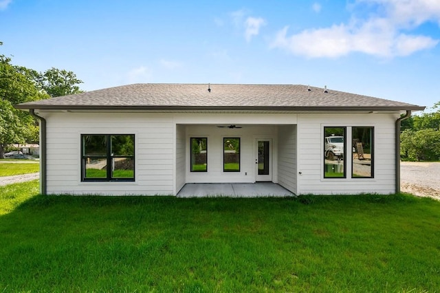 363 S Walnut Ave, Cookeville, TN 38501 - back of house featuring a patio, a lawn, ceiling fan, and a shingled roof
