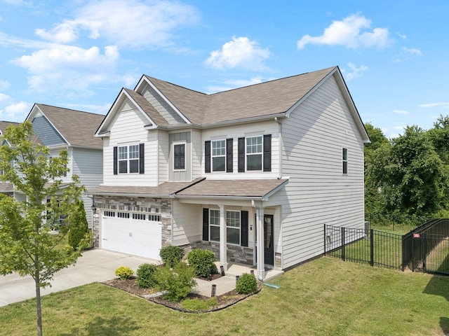 3211 Briar Chapel Dr, Murfreesboro, TN 37128 - view of front of property with concrete driveway, a garage, a shingled roof, and stone siding