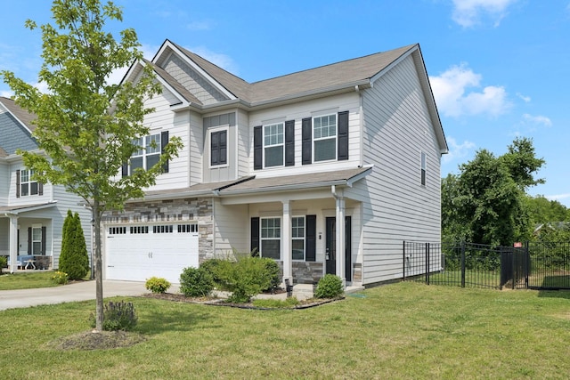 3211 Briar Chapel Dr, Murfreesboro, TN 37128 - view of front of house with concrete driveway, an attached garage, stone siding, and covered porch