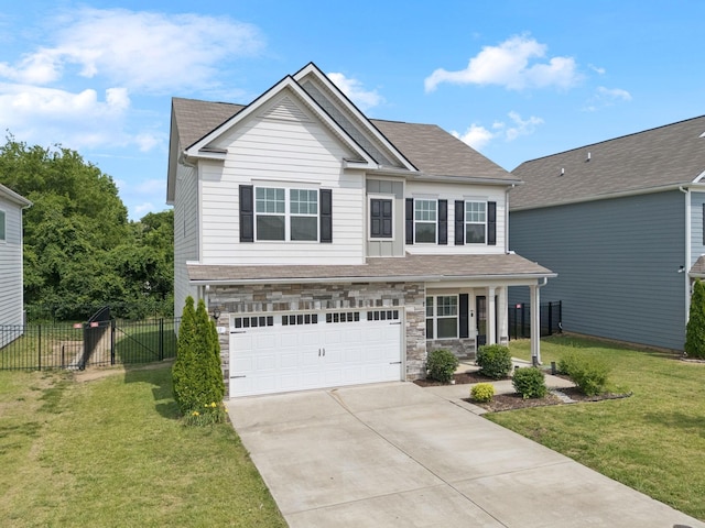 3211 Briar Chapel Dr, Murfreesboro, TN 37128 - view of front of property featuring driveway, an attached garage, stone siding, and a porch