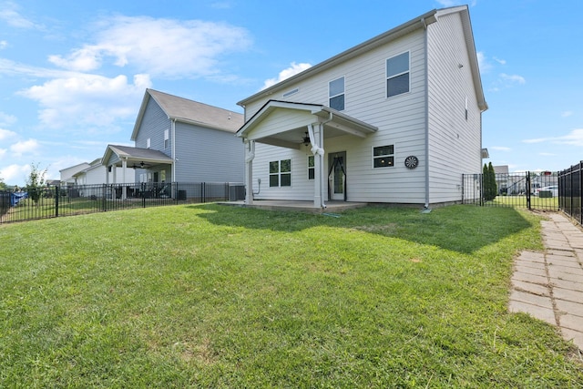 3211 Briar Chapel Dr, Murfreesboro, TN 37128 - back of house with ceiling fan, a patio area, and central AC unit