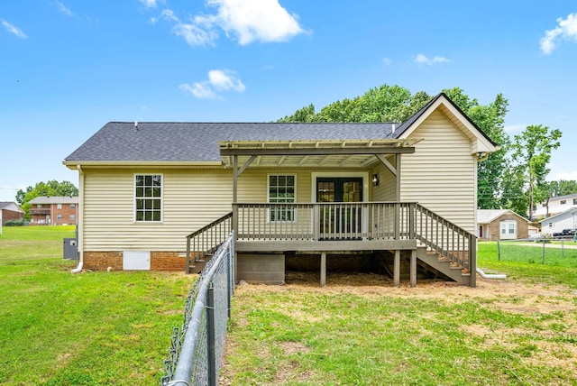171 Stephanie Dr, Clarksville, TN 37042 - rear view of house featuring stairway, roof with shingles, crawl space, and a wooden deck