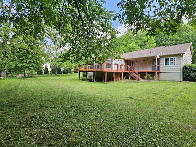 2524 Distillery Rd, Greenbrier, TN 37073 - view of grassy yard featuring stairway and a wooden deck