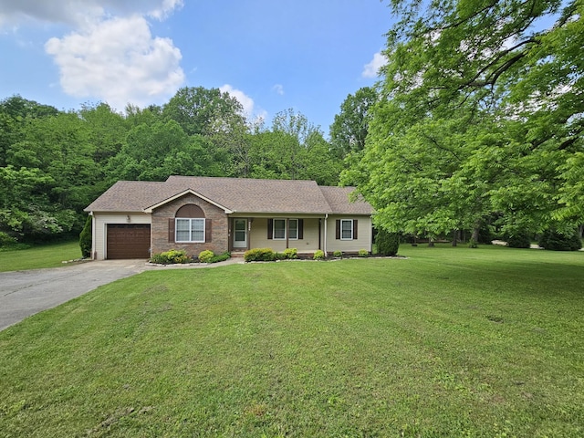 2524 Distillery Rd, Greenbrier, TN 37073 - single story home with a garage, a front lawn, asphalt driveway, a shingled roof, and a porch