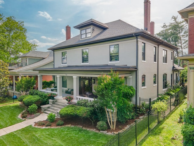 902 School St, Columbia, TN 38401 - american foursquare style home with a chimney and a porch
