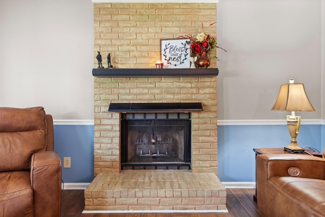 314 Millhouse Rd, Smyrna, TN 37167 - living room with wood finished floors, baseboards, and a brick fireplace