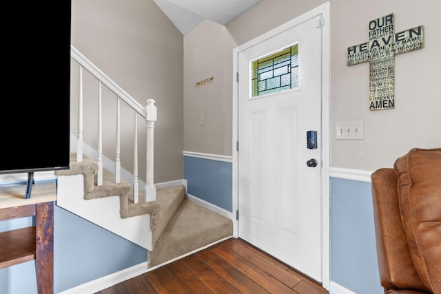314 Millhouse Rd, Smyrna, TN 37167 - entryway with wood-type flooring, stairway, and baseboards