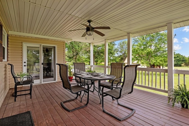 346 Spring Creek Ln, Lebanon, TN 37090 - wooden deck with outdoor dining space and ceiling fan