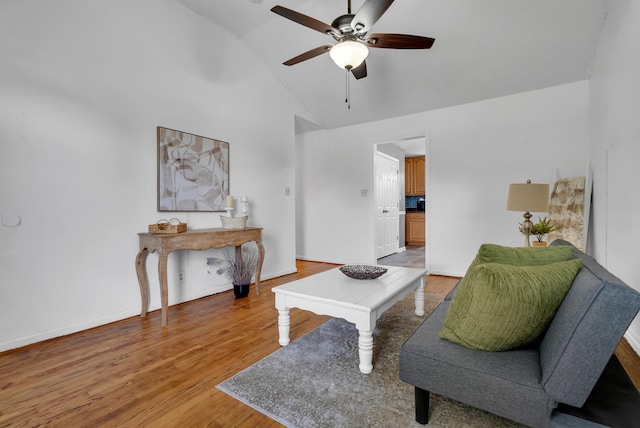 1921 Timberline Cir, Oak Grove, KY 42262 - living room with ceiling fan, light wood finished floors, baseboards, and high vaulted ceiling