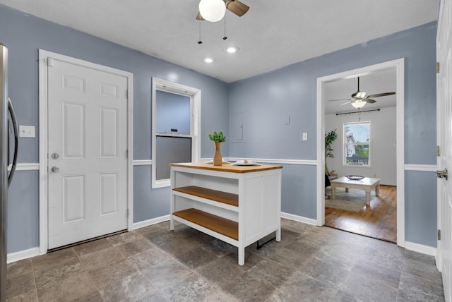 1921 Timberline Cir, Oak Grove, KY 42262 - entryway with ceiling fan, baseboards, stone finish flooring, and recessed lighting