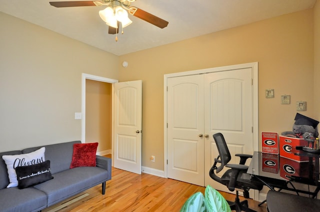 3173 Porter Hills Dr, Clarksville, TN 37043 - home office featuring light wood finished floors, ceiling fan, and baseboards