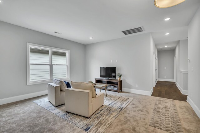 7111 Frances St, Fairview, TN 37062 - living room featuring attic access, carpet, recessed lighting, and baseboards