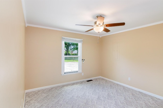 930 Rossview Rd, Clarksville, TN 37043 - spare room with crown molding, a ceiling fan, and light colored carpet