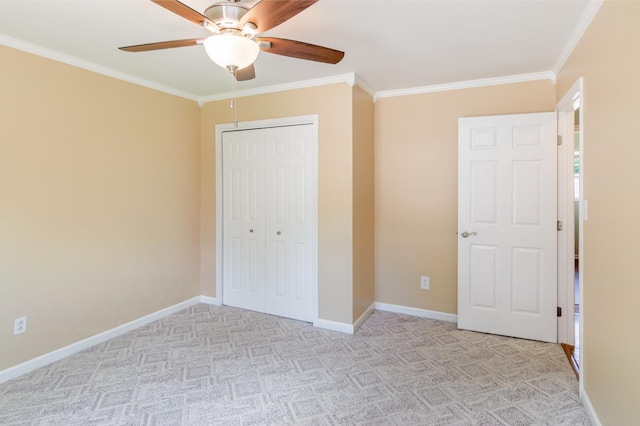 930 Rossview Rd, Clarksville, TN 37043 - unfurnished bedroom with ornamental molding, a closet, carpet flooring, and ceiling fan