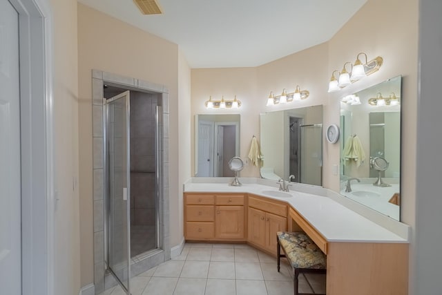 107 Hunters Ct, Tullahoma, TN 37388 - full bathroom featuring tile patterned floors, vanity, and a shower stall
