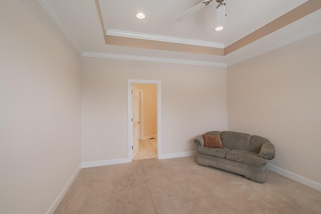107 Hunters Ct, Tullahoma, TN 37388 - unfurnished room featuring crown molding, carpet flooring, a tray ceiling, recessed lighting, and a ceiling fan