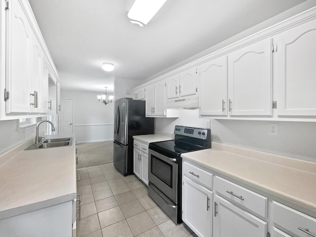 108 Nancy Ave, Pleasant View, TN 37146 - kitchen with appliances with stainless steel finishes, under cabinet range hood, a sink, and white cabinets