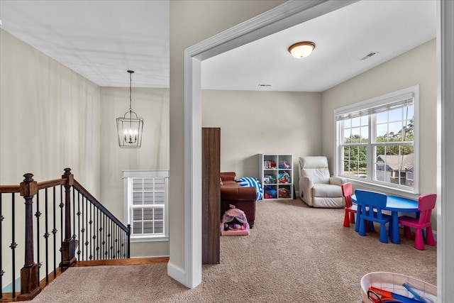 6022 Somerhaven Trl, Hixson, TN 37343 - game room featuring carpet floors and a chandelier