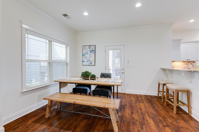 6233 Del Sol Dr, Whites Creek, TN 37189 - home office with ornamental molding, dark wood-style floors, plenty of natural light, baseboards, and recessed lighting