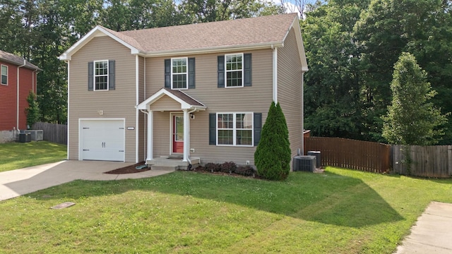 552 Magnolia Dr, Clarksville, TN 37042 - view of front of house with driveway, an attached garage, and central air condition unit