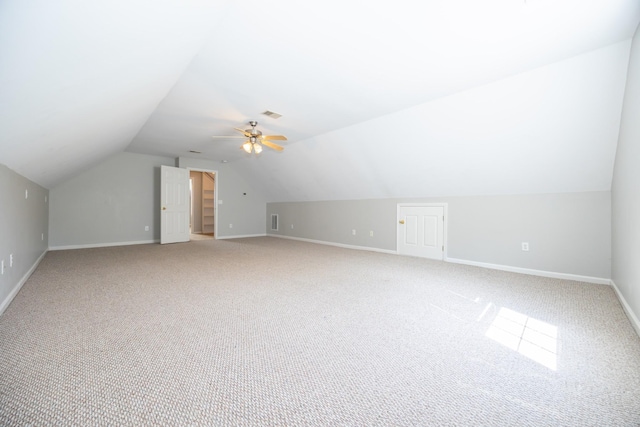 1905 Bugle Ct, Spring Hill, TN 37174 - additional living space with light carpet, lofted ceiling, and a ceiling fan