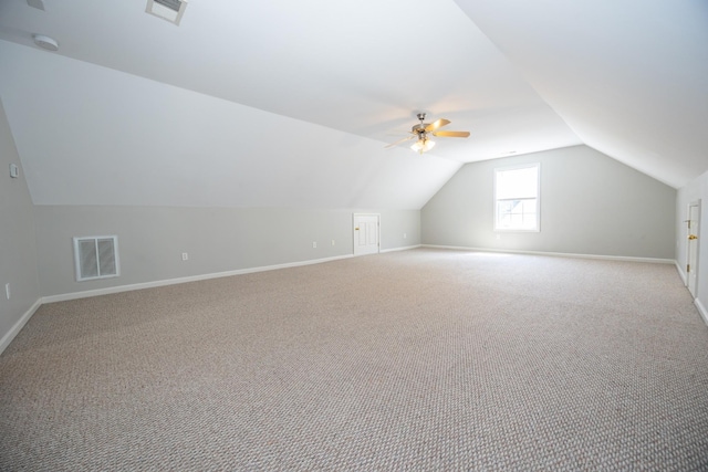 1905 Bugle Ct, Spring Hill, TN 37174 - additional living space featuring vaulted ceiling, ceiling fan, and carpet flooring