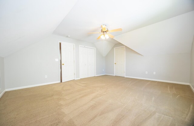 1905 Bugle Ct, Spring Hill, TN 37174 - additional living space featuring light carpet, a ceiling fan, and vaulted ceiling