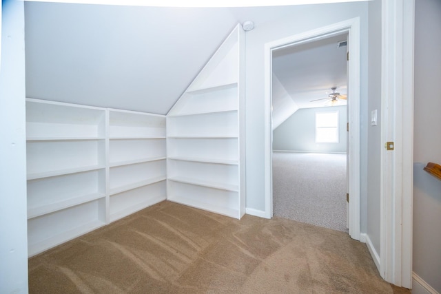 1905 Bugle Ct, Spring Hill, TN 37174 - bonus room featuring carpet, vaulted ceiling, built in shelves, and a ceiling fan