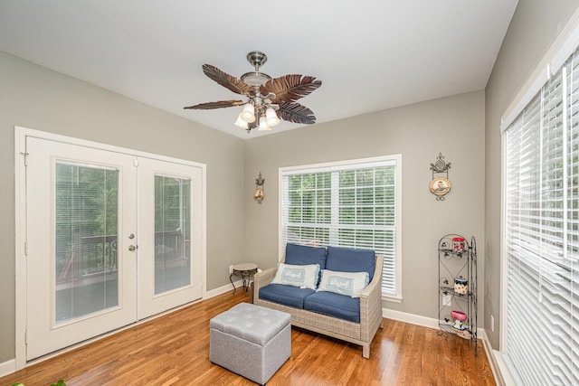 1245 Ben Hill Blvd, Nolensville, TN 37135 - sitting room featuring french doors, wood finished floors, a ceiling fan, and plenty of natural light