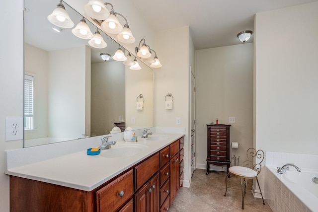 1245 Ben Hill Blvd, Nolensville, TN 37135 - full bath featuring double vanity, a garden tub, and tile patterned floors