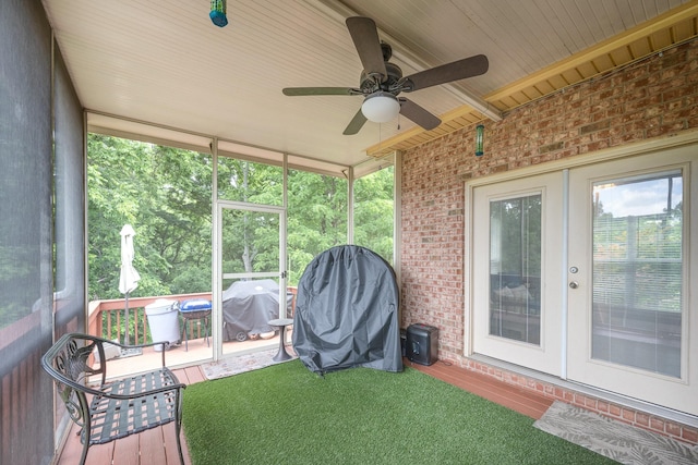 1245 Ben Hill Blvd, Nolensville, TN 37135 - sunroom with french doors and a ceiling fan