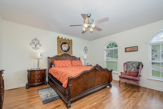 1245 Ben Hill Blvd, Nolensville, TN 37135 - bedroom with light wood-type flooring, baseboards, and ceiling fan