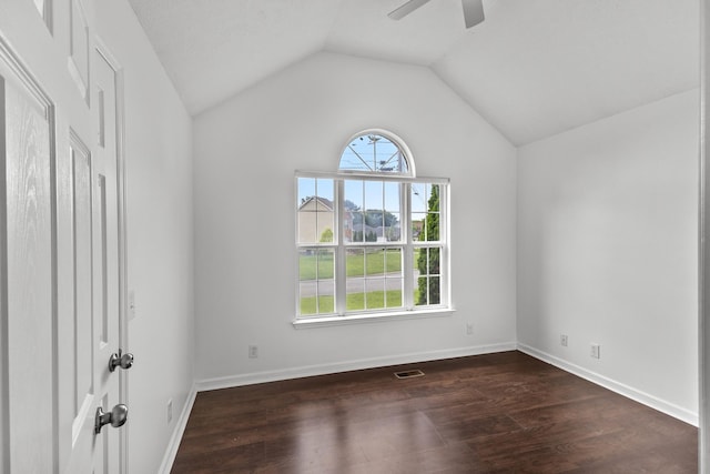 929 Chaparral Dr, Lebanon, TN 37087 - unfurnished bedroom featuring lofted ceiling, dark wood-style floors, a ceiling fan, and baseboards
