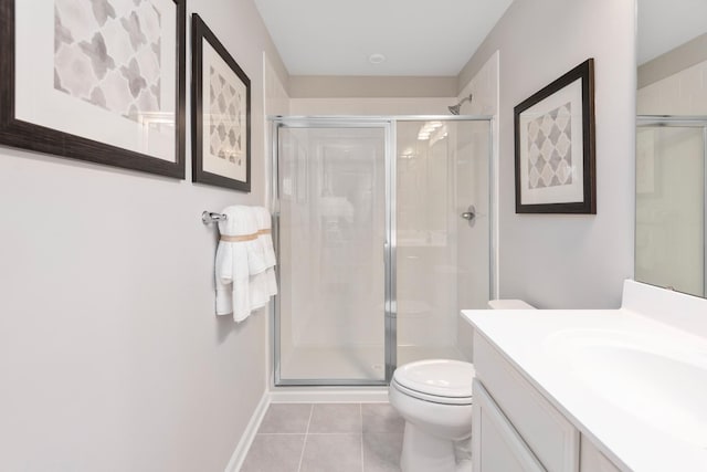105 Primrose Ln, Gallatin, TN 37066 - full bath with toilet, vanity, a shower stall, tile patterned floors, and baseboards