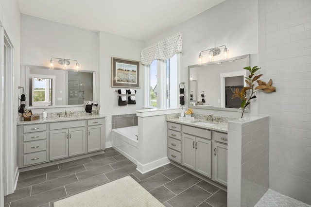 7890 Lampley Rd, Primm Springs, TN 38476 - full bathroom featuring plenty of natural light, a garden tub, and two vanities