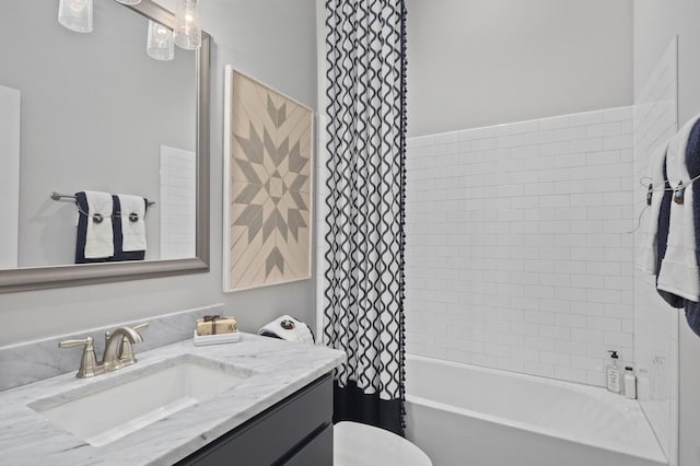 7890 Lampley Rd, Primm Springs, TN 38476 - bathroom featuring vanity, toilet, and shower / bath combo with shower curtain