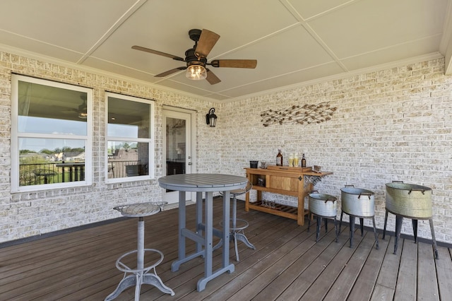 7890 Lampley Rd, Primm Springs, TN 38476 - wooden terrace featuring a ceiling fan