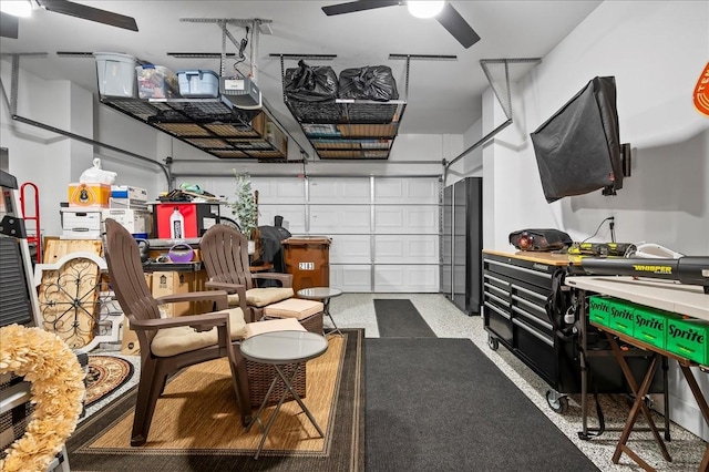 2183 Nectar Ln, Columbia, TN 38401 - garage with a ceiling fan