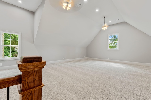 333 Burris Rd, Mount Juliet, TN 37122 - bonus room with a ceiling fan, carpet flooring, baseboards, vaulted ceiling, and recessed lighting
