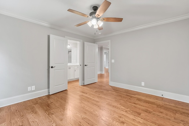 333 Burris Rd, Mount Juliet, TN 37122 - unfurnished bedroom with crown molding, light wood finished floors, baseboards, and a ceiling fan