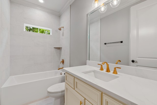 333 Burris Rd, Mount Juliet, TN 37122 - full bathroom featuring toilet, vanity, crown molding, and tub / shower combination