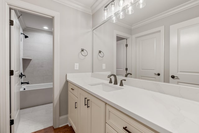 333 Burris Rd, Mount Juliet, TN 37122 - bathroom featuring vanity, shower / tub combination, and ornamental molding