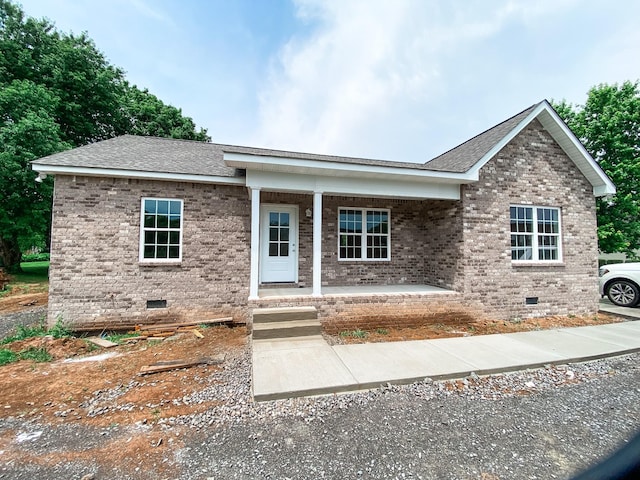 100 Wt Hardison Ave, Portland, TN 37148 - ranch-style home with crawl space, brick siding, a porch, and a shingled roof
