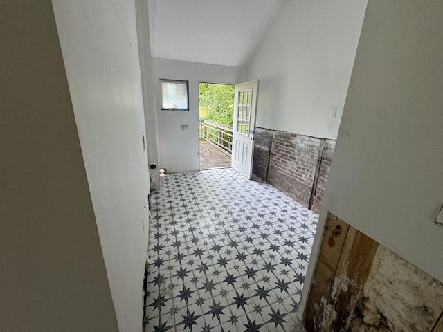662 Happy Hollow Rd, Goodlettsville, TN 37072 - bathroom with tile patterned floors and vaulted ceiling