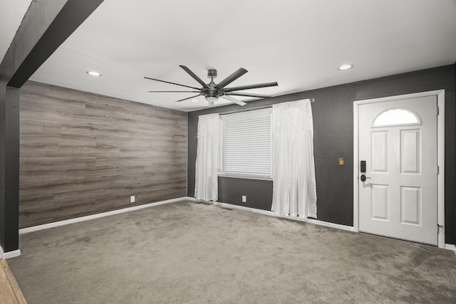 225 Nelson Dr, La Vergne, TN 37086 - unfurnished living room featuring recessed lighting, a ceiling fan, baseboards, and carpet